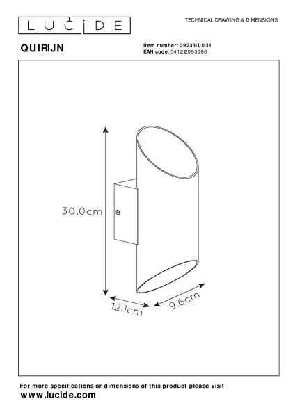 Lucide QUIRIJN - Applique murale - Ø 10 cm - 1xG9 - Blanc - technique